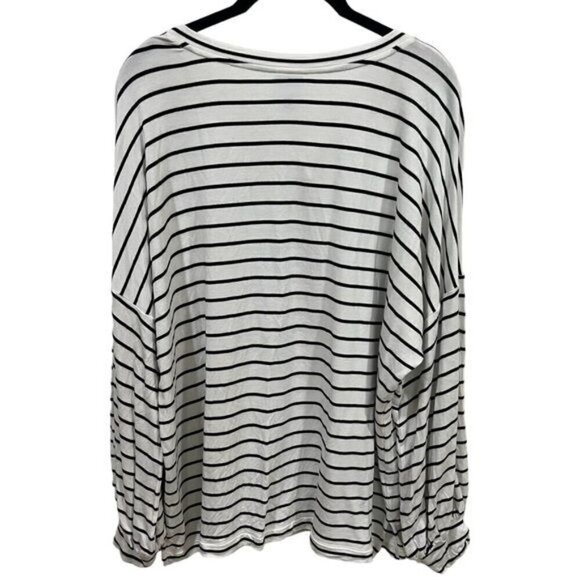 CAbi White and Black Striped Jersey Knit Long Sleeve Tiefront Size M - Picture 5 of 10